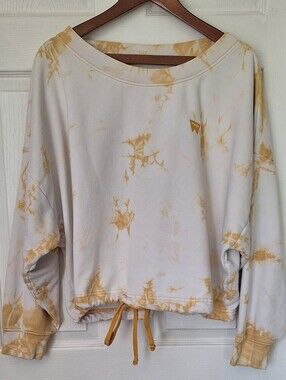 Wrangler Cowhide Print Sweatshirt XL Cream Mustard Pullover Western Lounge Top